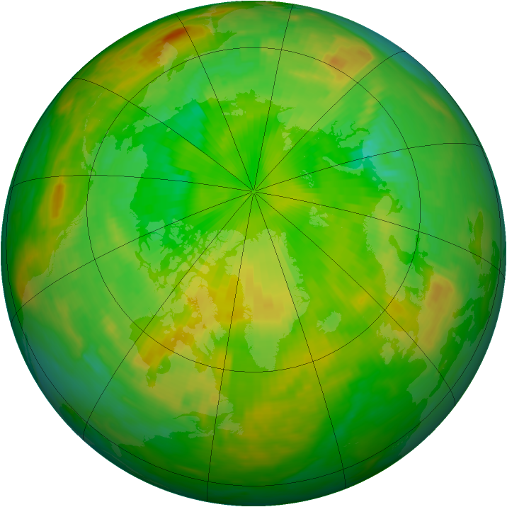 Arctic ozone map for 28 June 1991